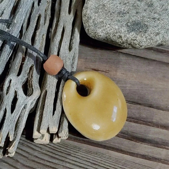 Chaozhou Porcelain Tan Pendant Terra Cotta Cotton Necklace - Picture 4 of 6